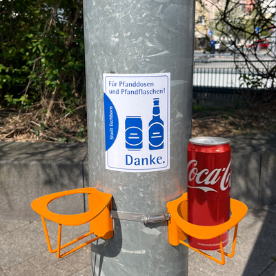 Gestaltung und Bedruckung von Aufkleber für Pfandsystem für die Stadt Eschborn