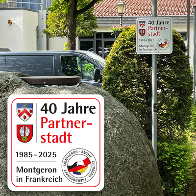 STADT ESCHBORN, Schild Städtepartnerschaft