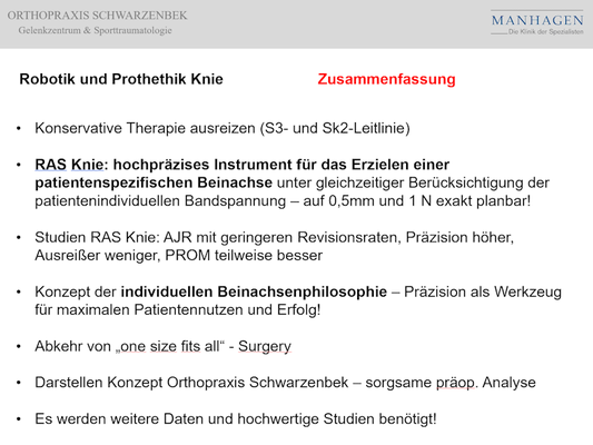 Orthopraxis Schwarzenbek - Robotik der Prothetik - Fokus Knie - Zusammenfassung