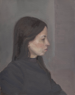 Self portrait January 2022. Oil on Arches oil paper. 