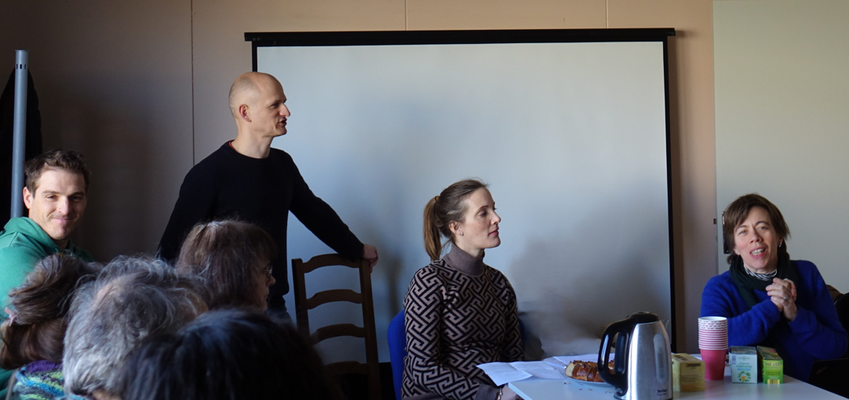 De gauche à droite : Les fondateurs de l'association L'Épi Vert de Dormans, Louison Tanet, Luc Jobert, Élise Sarazin et Sophie Bertin.