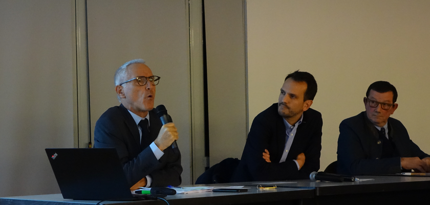 De gauche à droite : Éric Lagardère, Sébastien Eugène et Olivier Devron, président du PETR-UCCSA.