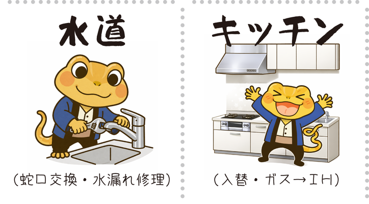 水道の蛇口交換・水漏れ修理。キッチン台所の入れ替えやガスからIHへの交換工事。