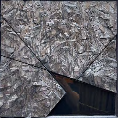 LARS J. FISCHEDICK | DARK MATTER CUT | 2024 | AXT AUF HOLZ + KUNSTHARZ | 42 x 42