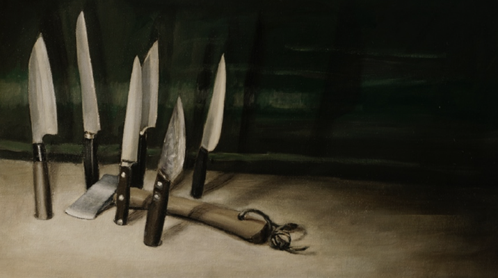 SADOR WEINSCLUCKER | BESUCH BEI FREUNDEN | 2023 | ÖL AUF LEINWAND | 40 x 70