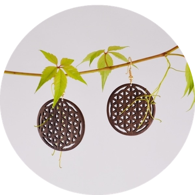 Flower of Life Earrings - Nuwood with goldplated 925 Silver / 68Sfr - SOLD