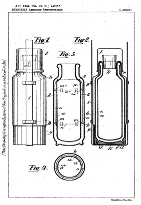 Reinhold Burger: Thermos: Auszug aus seinem englischen Patent von 1904, Nr. 4421