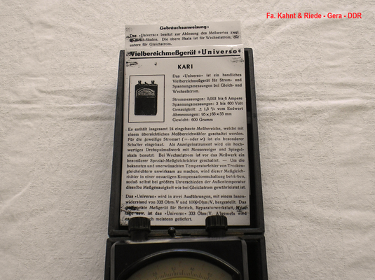 Bild 472-1 - Kahnt & Riede Gera - DDR - Multimeter 1 000 Ohm / Volt - Fertigungsjahr  1949