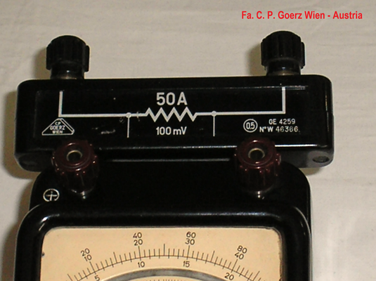 Bild 638-3 - Fa. C.P. Goerz - Wien - Shuntwiderstand für Multimeter Modell Universal bis 50 Ampere - Fertigungsjahr 1953