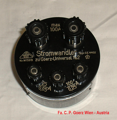 Bild 638-1 - Fa. C.P. Goerz - Wien - Stromwandler für Multimeter Modell Universal bis 100 Ampere - Fertigungsjahr 1953