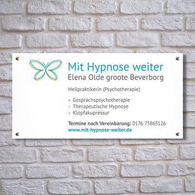 Außenschild "Mit Hypnose weiter" in Altenberge
