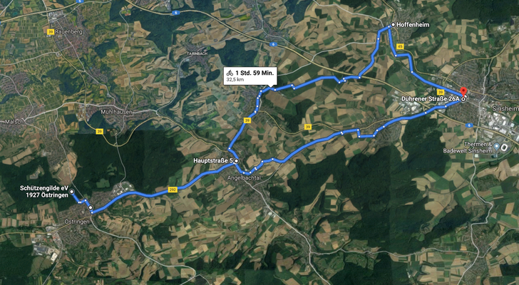 Die Fahrtroute zum Treffen