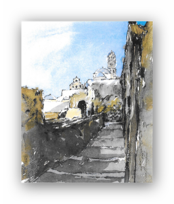 alte Gasse auf Santorin, nicht gerahmt, (Nr 021P)
