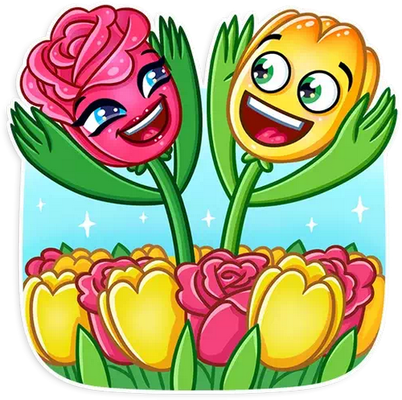 tulipe - nature - environnement - smiley émoticône émoji cartoon clipart illustration - artémotic