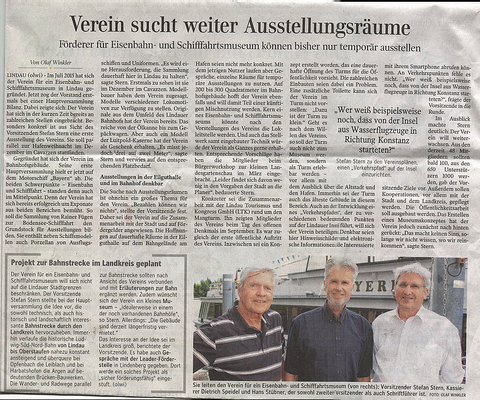 Lindauer Zeitung 02.06. 2016:  1. Mitgliederversammlung 31. Mai 2016 