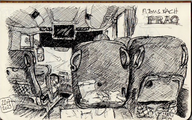 im Nachtbus nach Prag