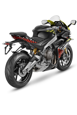 Aprilia 660 Factory in Shakedown Yellow, Ansicht hinten rechts