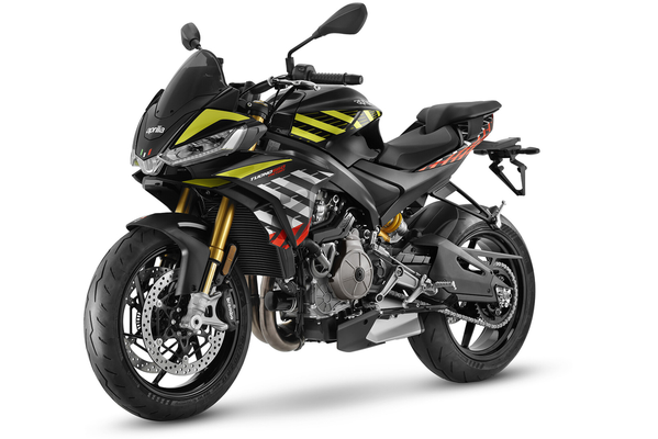 Aprilia Tuono 660 Factory in Shakedown Yellow, Ansicht vorne links