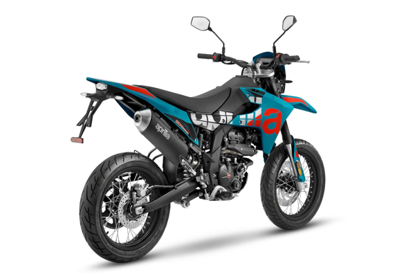Aprilia SX 125 - Tarantula Blue - Ansicht hinten rechts