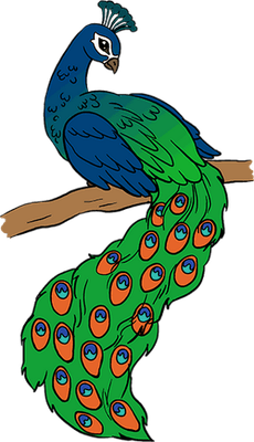 paon - oiseau - animaux - smiley émoticône émoji cartoon clipart illustration - artémotic