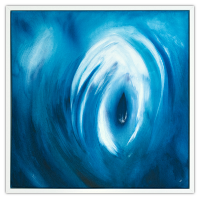 Atlantis Bild 2 von Linda Frenzel, spirituelle Malerin, Gemalt in Verbindung zur geistigen Welt, Universum und Atlantis, Atlantische Energien die dich bereichern, blau Silberne Perlfarbe, Zauber von Atlantis
