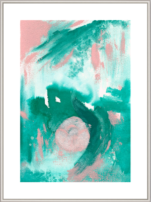 spirituelle malerin, Energiebild Grün Silber Rosa, Grüße des Himmels, Bild für die Seele, Seelenheilende Pinselstriche