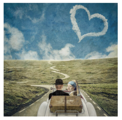 OliR , photomontage, art numérique, 40X50cm MAGRITTE'S ESCAPE, Giclée sur Dibond. Numéroté sur 8 exemplaires