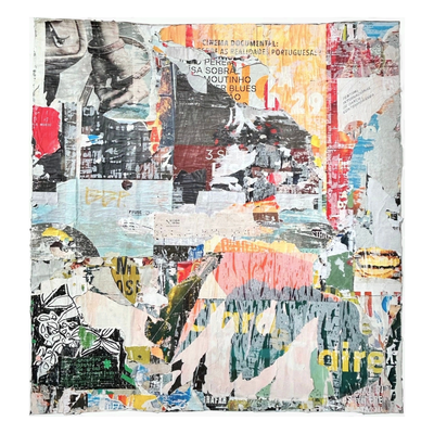 Moutinho Blues, décollage with felt pen, 110,0 x 103,0 cm, 2024