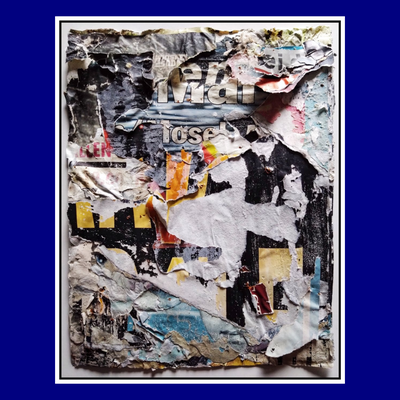 Kaub, décollage with rusty staples and tape, 33,5 x 25,5 cm, 2023