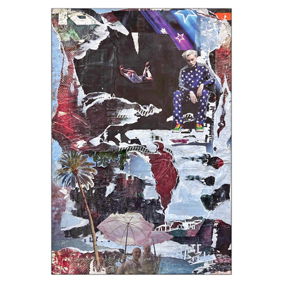 Wen die Götter lieben, décollage with collage on canvas, 60 x 40 cm, 2014