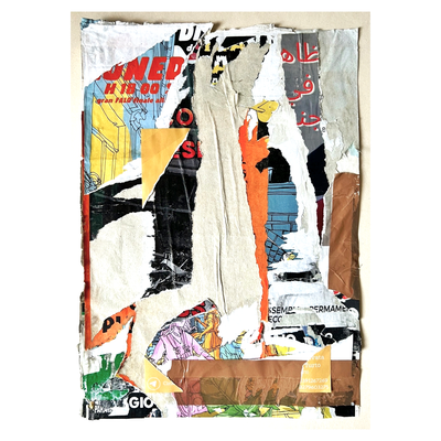 furto, décollage with tape, ca. 42 x 29,5 cm, 2025 (Genova, IT)