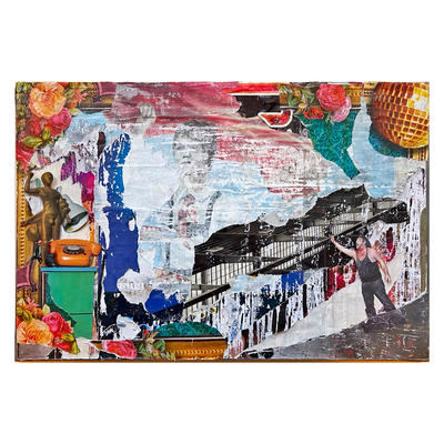 bourgeois façade, décollage with collage on canvas, 40 x 60 cm, 2014