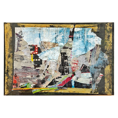 Tumbled Down, décollage with collage on canvas, 40 x 60 cm, 2014