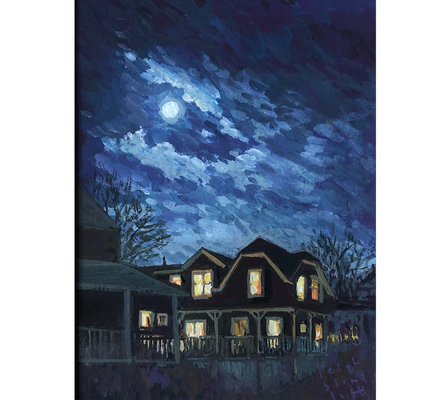 All the Lights Were On, gouache, 5x7 SOLD