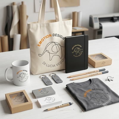 Progettazione grafica di un nuovo logo studiato su misura per la tua azienda in modo originale per la personalizzazione dei gadget della tua azienda