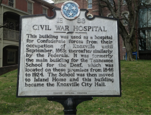 Asylum Hospital historical marker, Knoxville, Tennessee.
