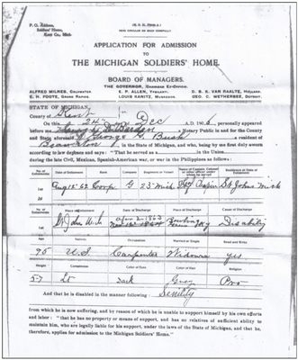 George Bush, Application for Admission, Michigan Soldiers Home, MI_GRPL_Film 5_Folder M-4980_02