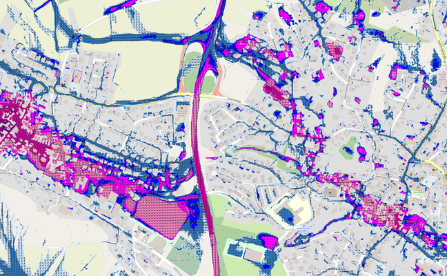 Abfluss von Obermendig nach Niedermendig über Kellbach und Autobahnzubringer B262