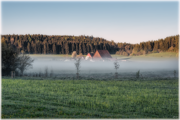Blick auf ein Gehöft in Beckhofen