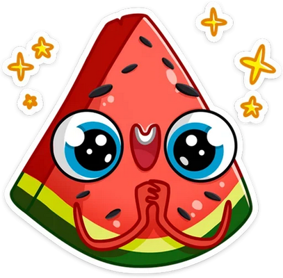 pastèque - fruit - alimentation - smiley émoticône émoji cartoon clipart illustration - artémotic