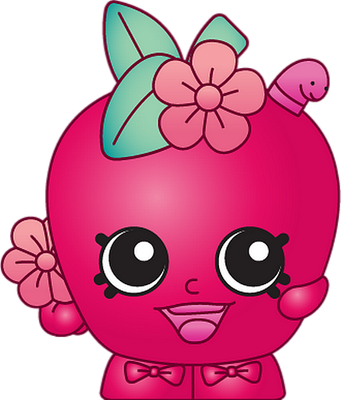 pomme [Shopkins] - fruit - alimentation - smiley émoticône émoji cartoon clipart illustration - artémotic