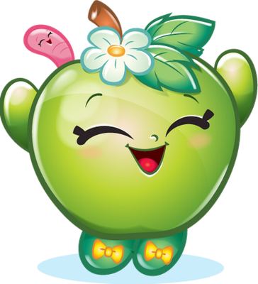pomme [Shopkins] - fruit - alimentation - smiley émoticône émoji cartoon clipart illustration - artémotic