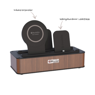 Vorderer Ladebereich: 1× Induktionsmodul, 1× fest integriertes Kabelmodul (USB-C)