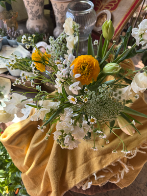 1月flower lesson/ガラスフラワーベース花いけ