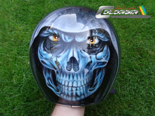 Jet Helm mit Skull Airbrush