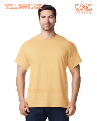 Custom printed premium cotton t-shirt colour yellow haze