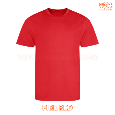Custom printed youth sports t-shirt colour fire red