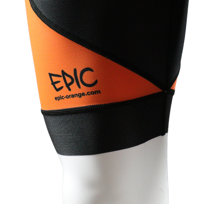 Epic Premium custom sprint triathlon shorts MARC gripper leg opening detail with seamless hypoallergenic finish for secure fit.