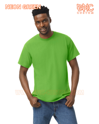 Custom printed premium cotton t-shirt colour neon green