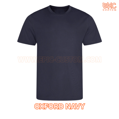 Custom printed sports t-shirt colour ink blue